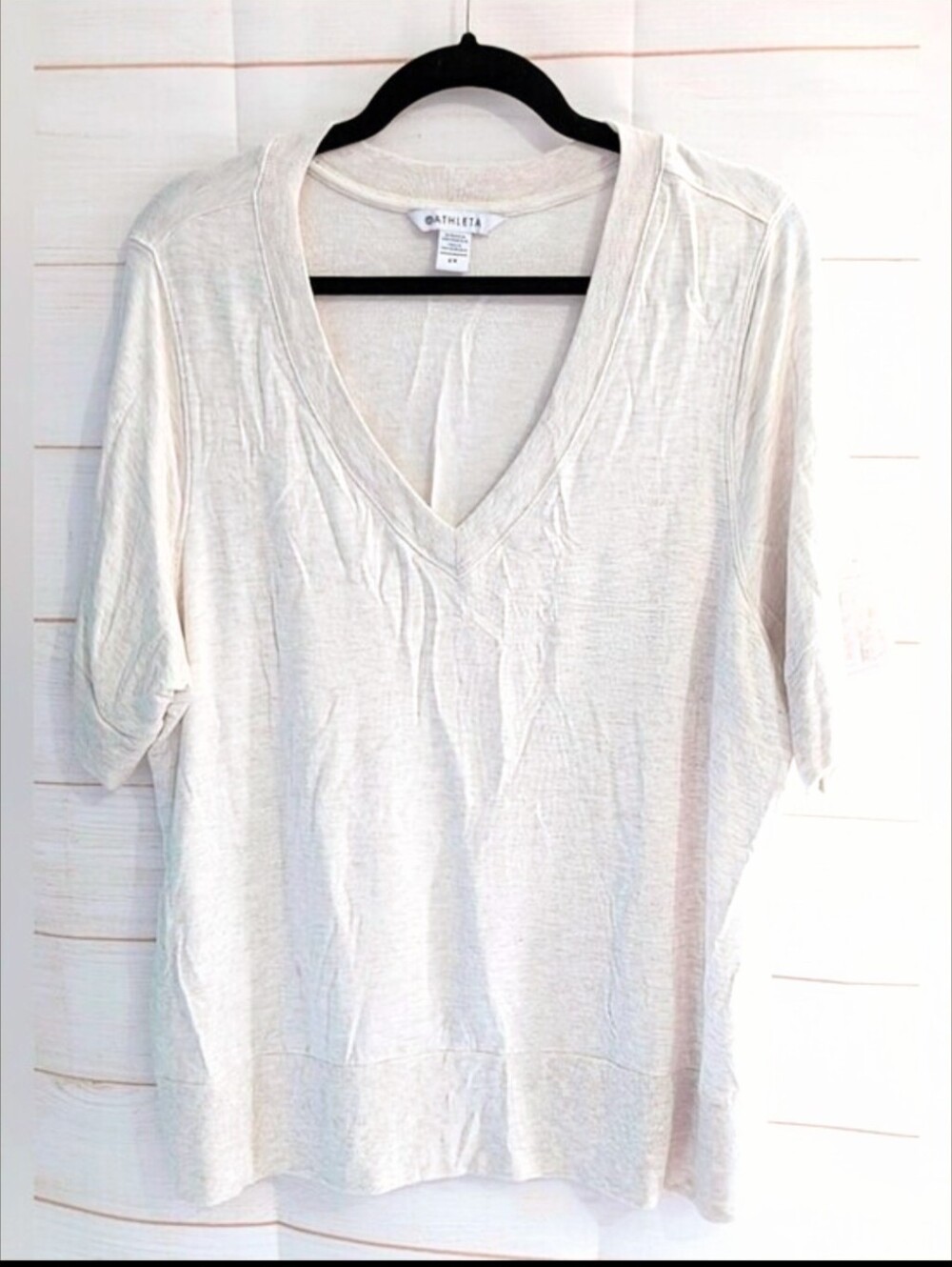 Nwot Athleta Light Cream Short Sleeve Pullover Sweatshirt Extremely Soft Size 2X